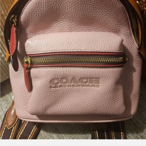 Coach Vintage 18 Leather Mini Backpack Blush and orange accents